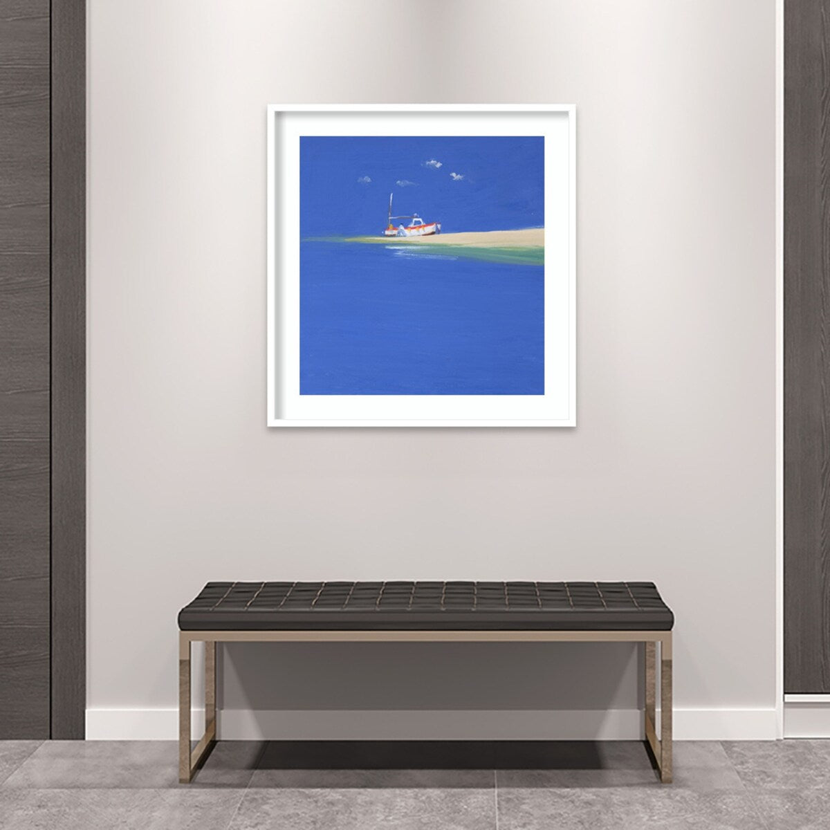 Boat Awaiting the Tide by John Miller Wood Framed Wall Art Print