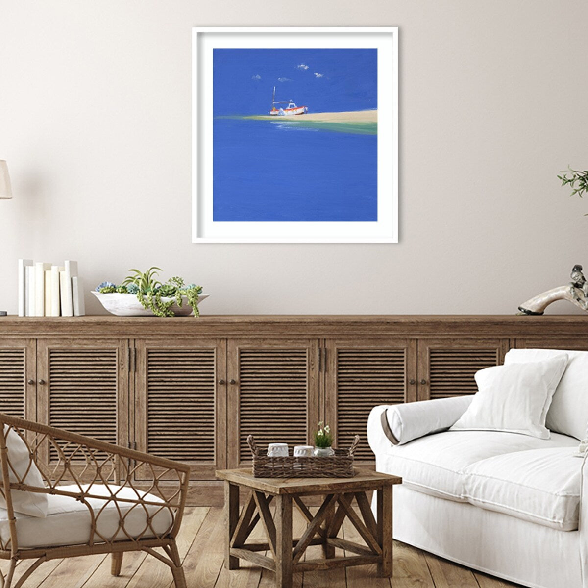 Boat Awaiting the Tide by John Miller Wood Framed Wall Art Print