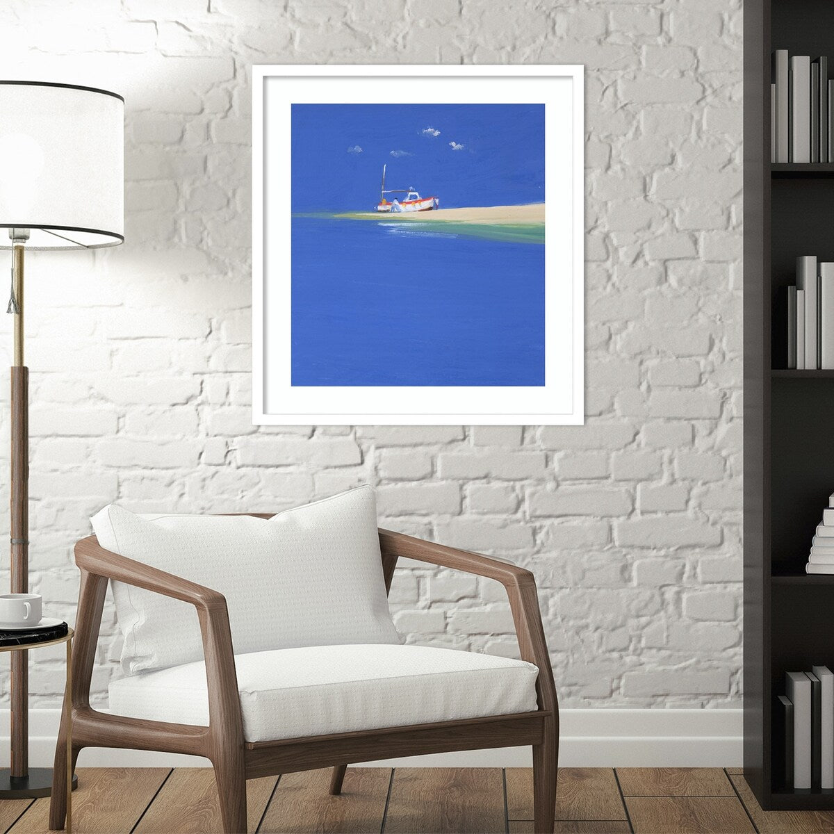 Boat Awaiting the Tide by John Miller Wood Framed Wall Art Print
