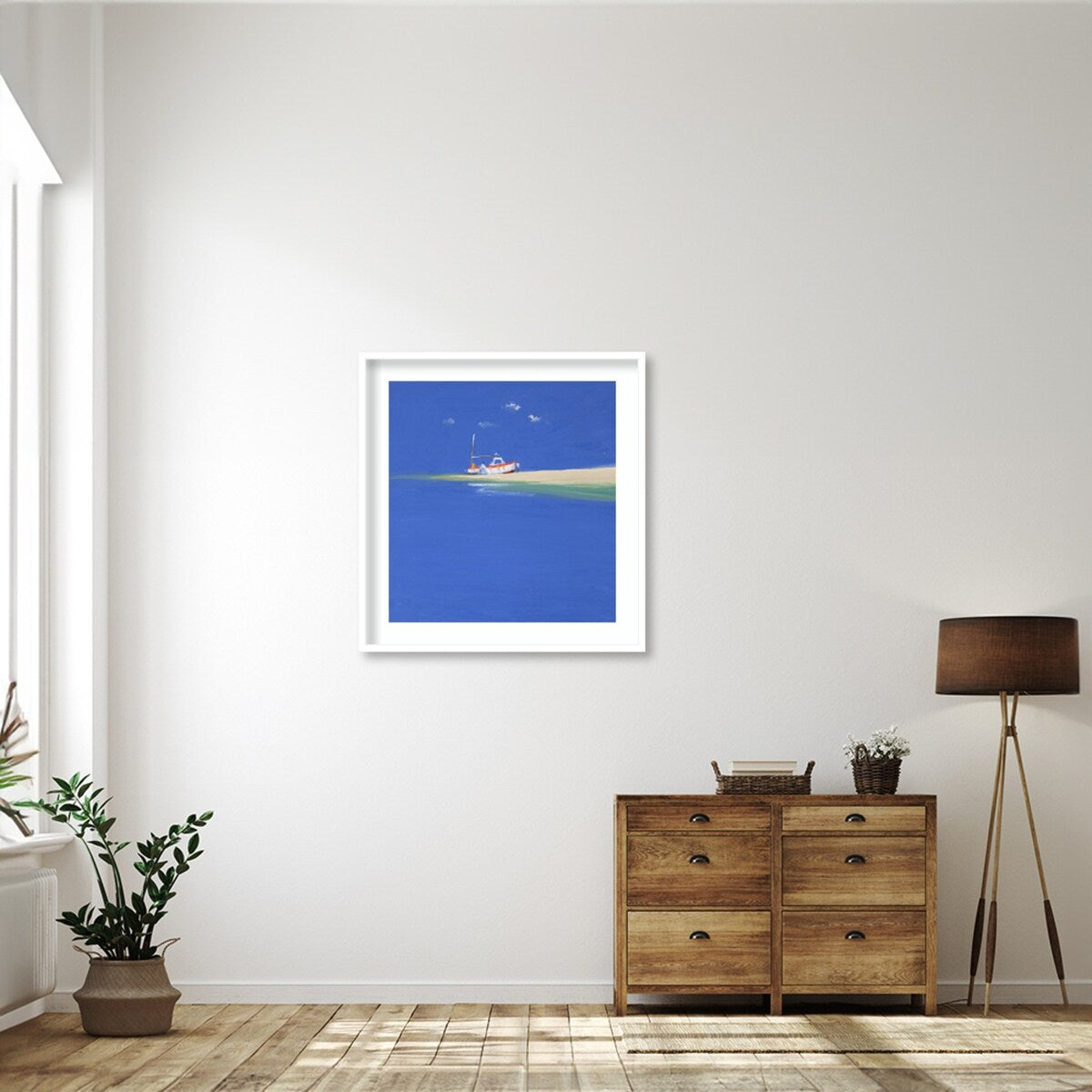 Boat Awaiting the Tide by John Miller Wood Framed Wall Art Print