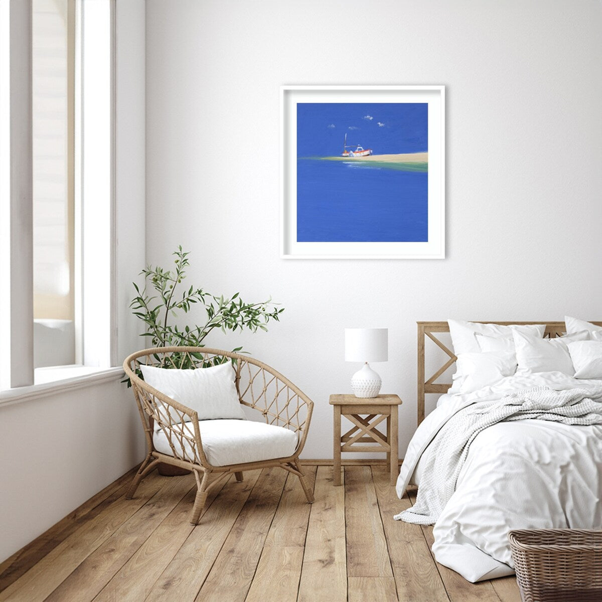 Boat Awaiting the Tide by John Miller Wood Framed Wall Art Print