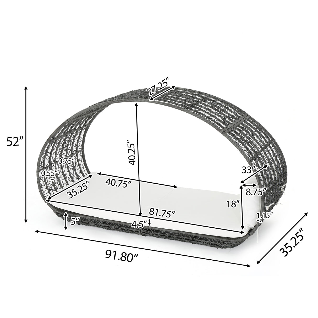 Boca Grande Outdoor Daybed by Christopher Knight Home - 91.25"L x 35.75"W x 53.25"H