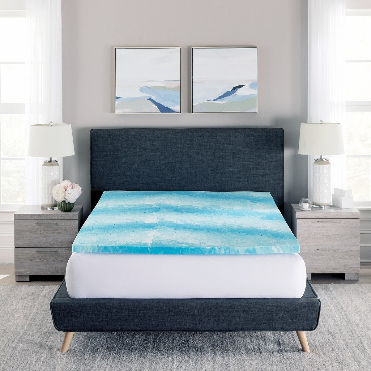 Bodipedic Cooling Gel Swirl Memory Foam Mattress Topper