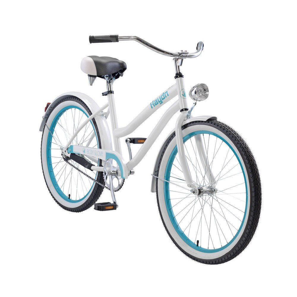 Body Glove Hayden Cruiser Bike, 24 inch wheels, oversized frame, Girl's Bike, White/Teal