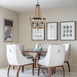 Bohemian 3-Light Wood Beaded Empire Chandelier Adjustable - 15" X 50"