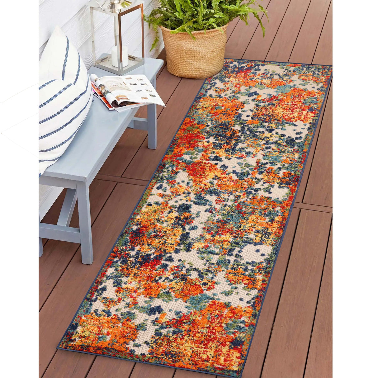 Superior Abstract Splatter Modern Indoor Outdoor Runner or Area Rug