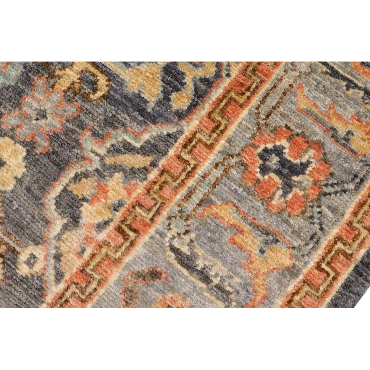 Bohemian Heriz Ziegler Ryan Grey Rust Hand-Knotted Rug - 4'0'' x 5'9''