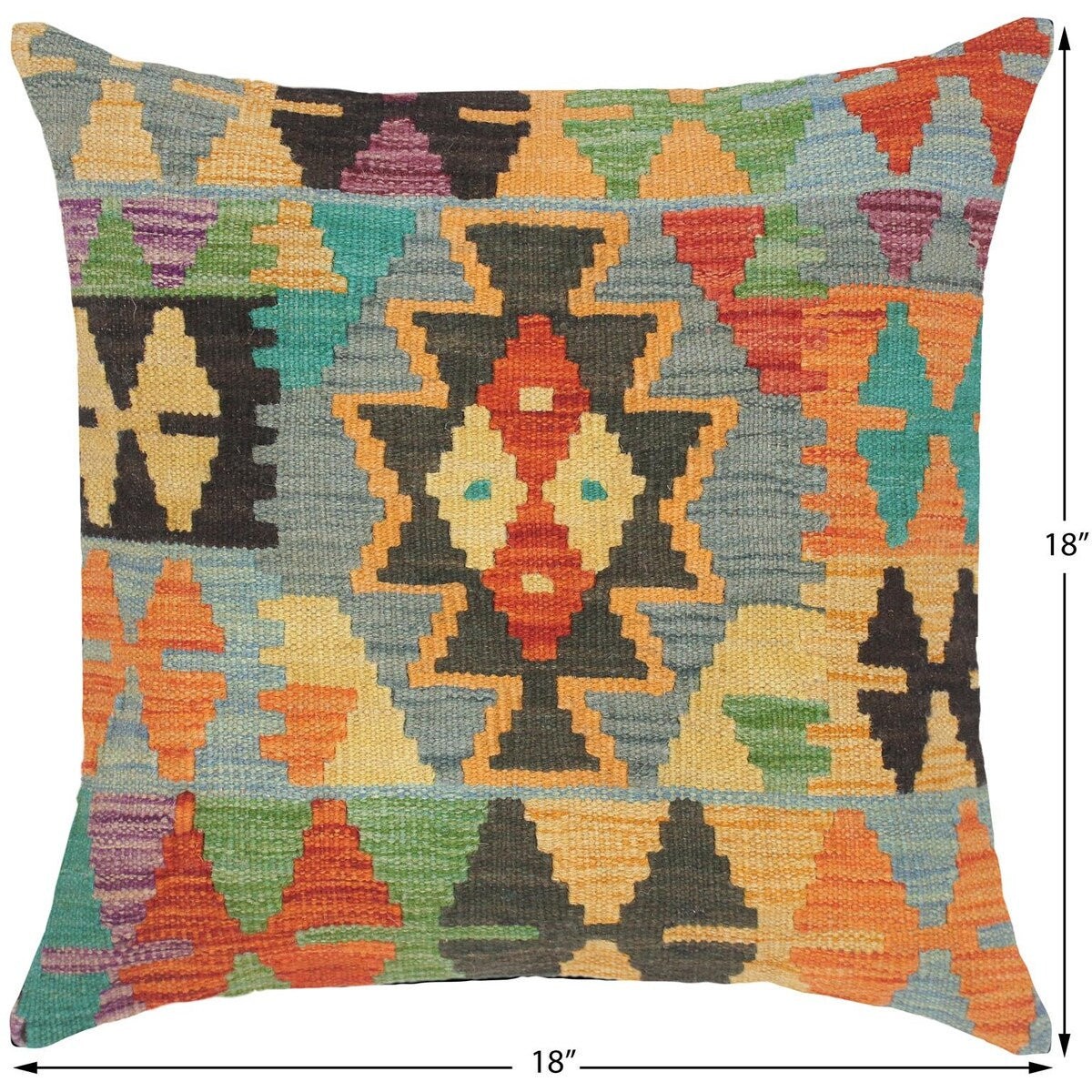 Bohemian Joanne Hand-Woven Turkish Kilim Throw Pillow