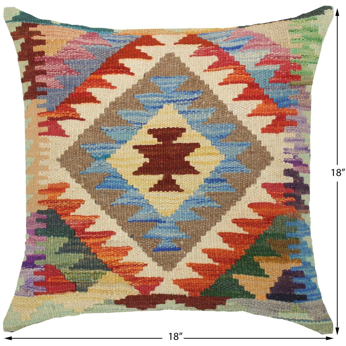 Bohemian Neva Hand-Woven Turkish Kilim Throw Pillow