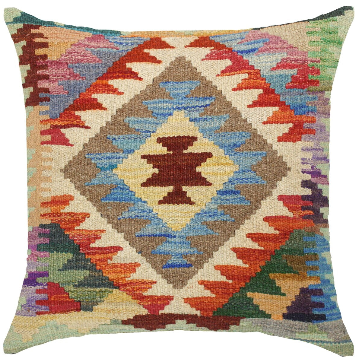 Bohemian Neva Hand-Woven Turkish Kilim Throw Pillow