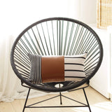 Bohemian Striped Vegan Faux Leather Throw Pillow