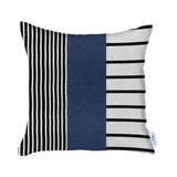Bohemian Striped Vegan Faux Leather Throw Pillow