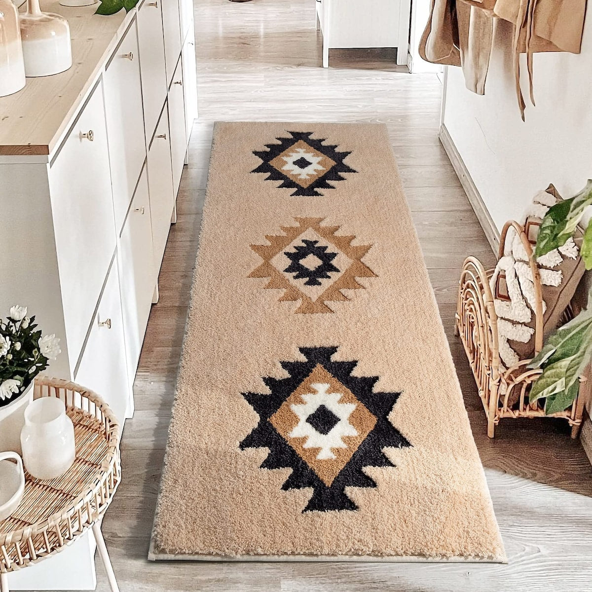 Boho Bathroom Rug Runner 24x60 Long Bath Mat Hallway Kitchen Luxury Soft Absorbent Large Modern Geometric Carpet Runner