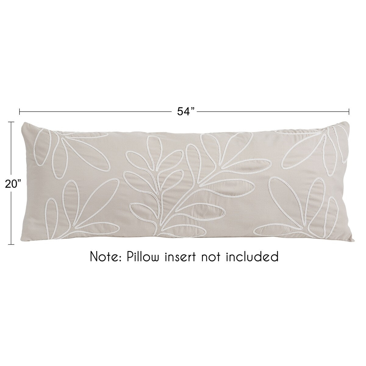 Boho Botanical Leaf Body Pillow Case (Pillow Not Included) Ivory Cream Beige Tan Taupe Linen Woodland Farmhouse Floral Bohemian