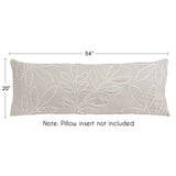 Boho Botanical Leaf Body Pillow Case (Pillow Not Included) Ivory Cream Beige Tan Taupe Linen Woodland Farmhouse Floral Bohemian