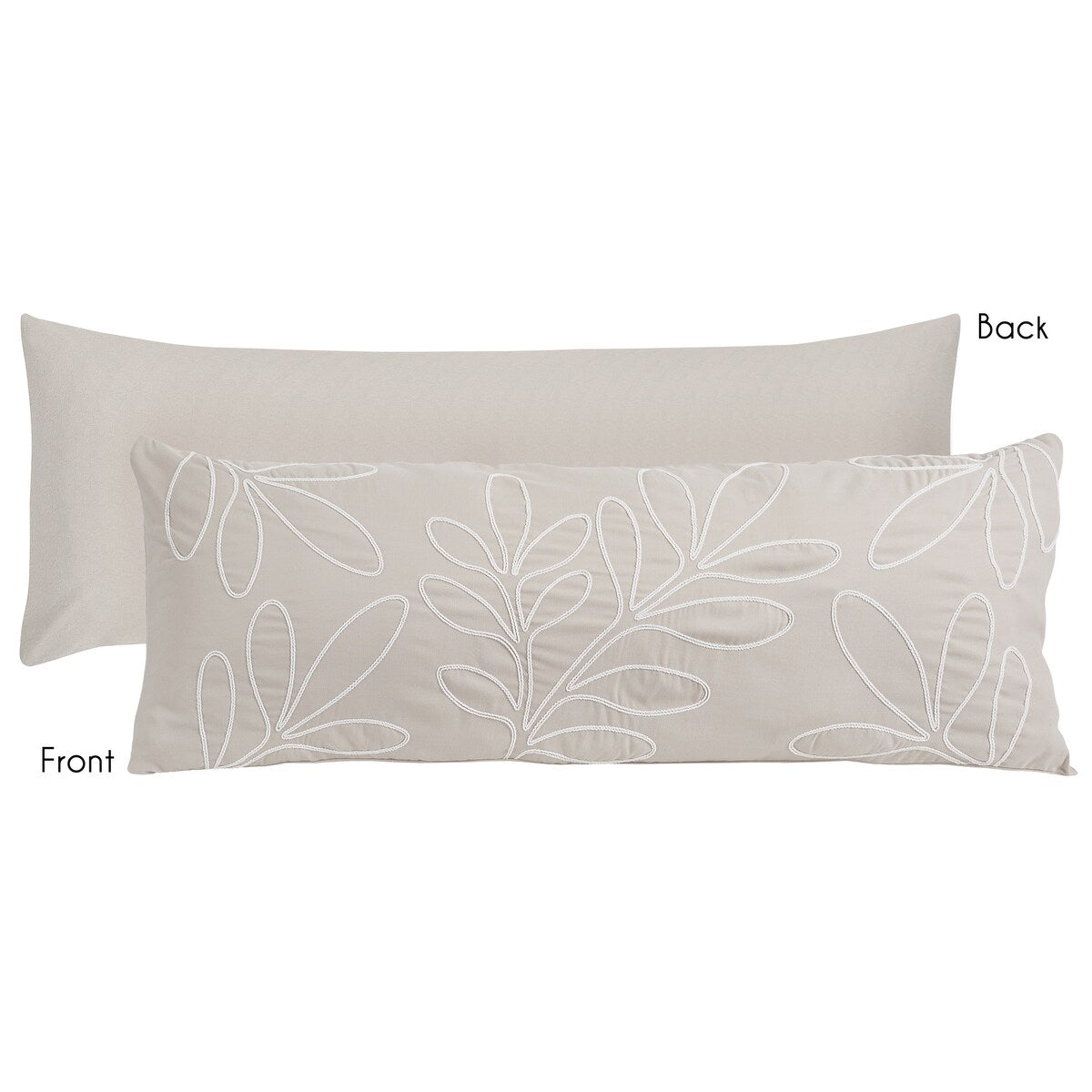 Boho Botanical Leaf Body Pillow Case (Pillow Not Included) Ivory Cream Beige Tan Taupe Linen Woodland Farmhouse Floral Bohemian