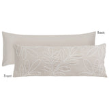 Boho Botanical Leaf Body Pillow Case (Pillow Not Included) Ivory Cream Beige Tan Taupe Linen Woodland Farmhouse Floral Bohemian