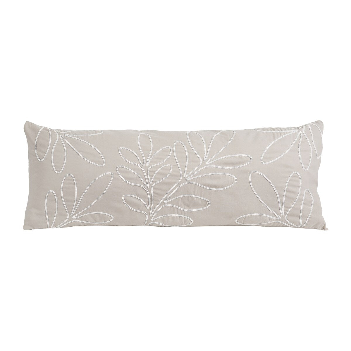 Boho Botanical Leaf Body Pillow Case (Pillow Not Included) Ivory Cream Beige Tan Taupe Linen Woodland Farmhouse Floral Bohemian