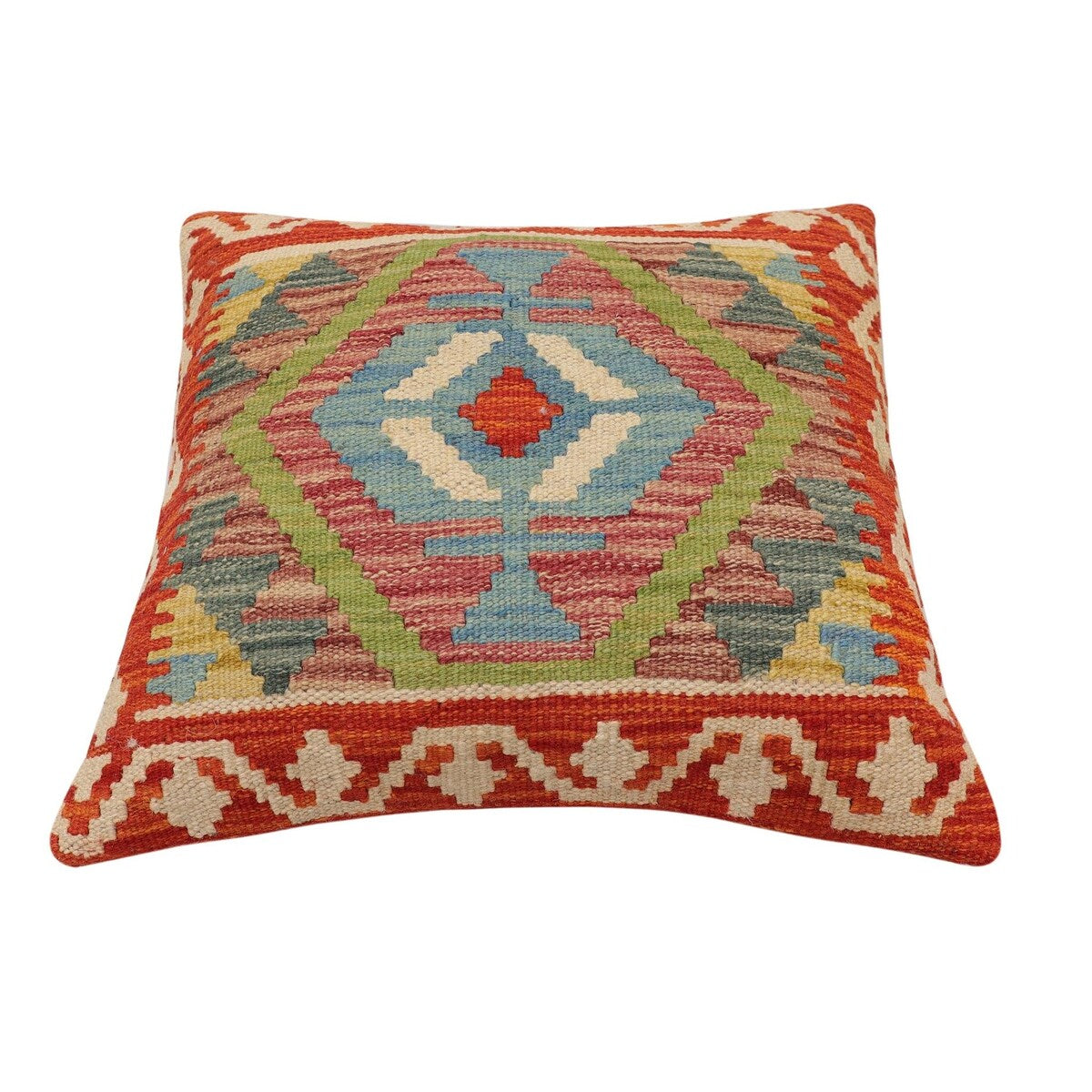 Boho Chic Alcina Turkish Hand-Woven Kilim Pillow - 17" x 18"