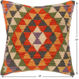 Boho Chic Linda Hand-Woven Turkish Kilim Throw Pillow 18 in. x 18 in.