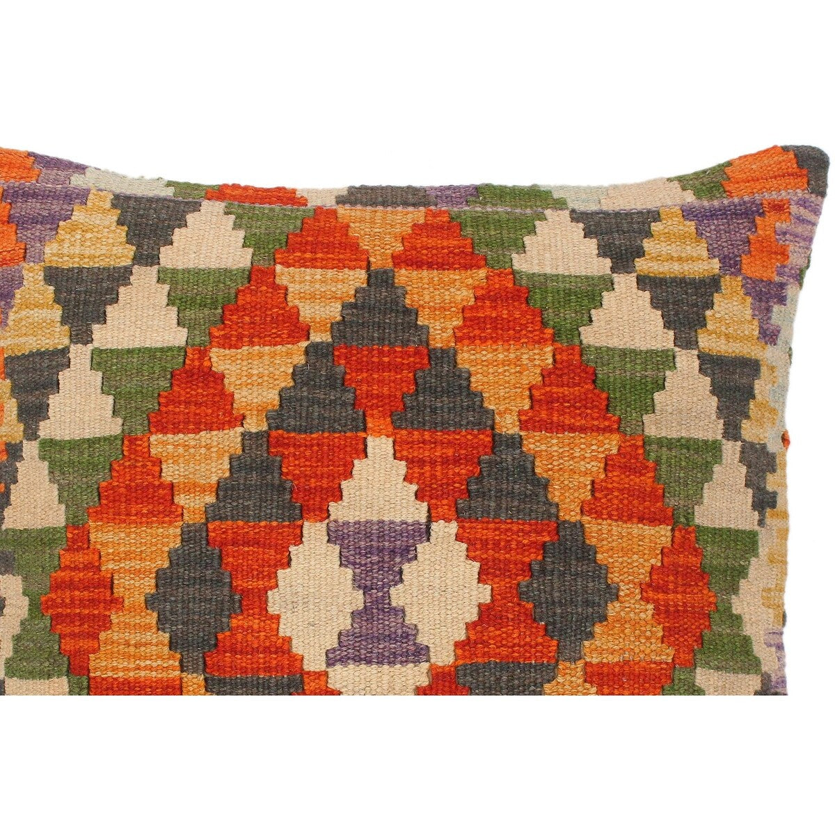 Boho Chic Linda Hand-Woven Turkish Kilim Throw Pillow 18 in. x 18 in.
