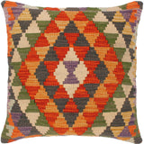 Boho Chic Linda Hand-Woven Turkish Kilim Throw Pillow 18 in. x 18 in.