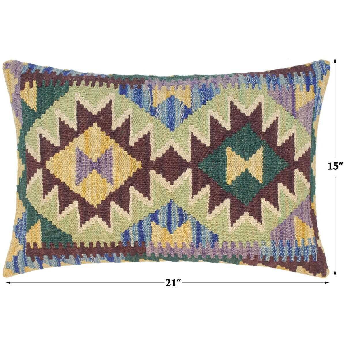 Boho Chic Micah Hand Woven Turkish Kilim Throw Pillow 21 in x 15 in