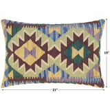 Boho Chic Micah Hand Woven Turkish Kilim Throw Pillow 21 in x 15 in