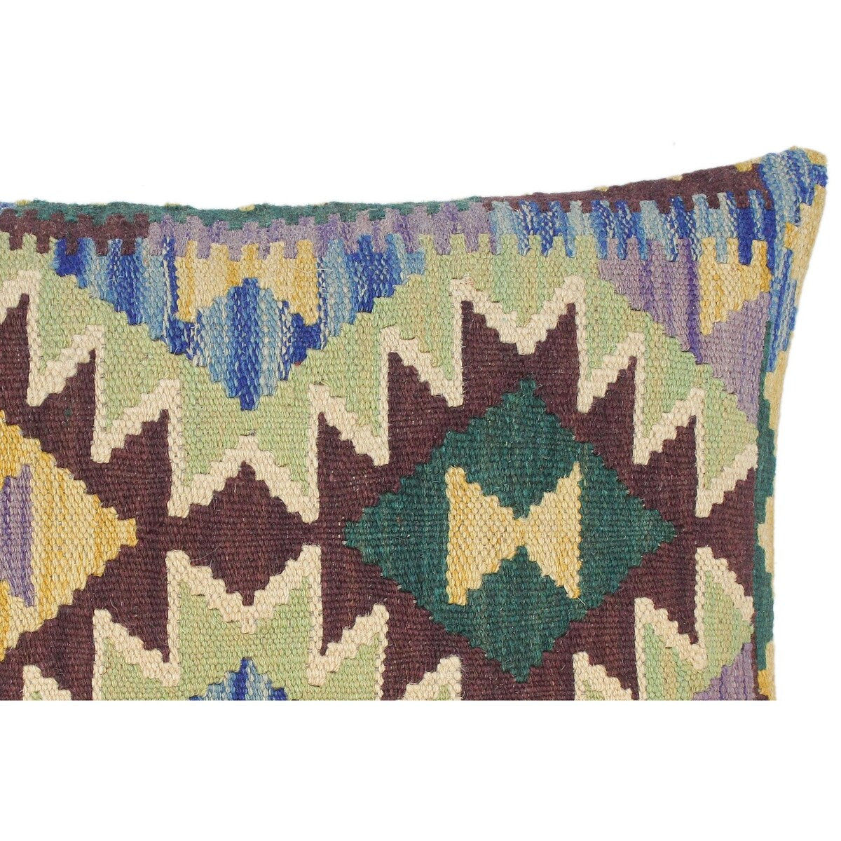 Boho Chic Micah Hand Woven Turkish Kilim Throw Pillow 21 in x 15 in