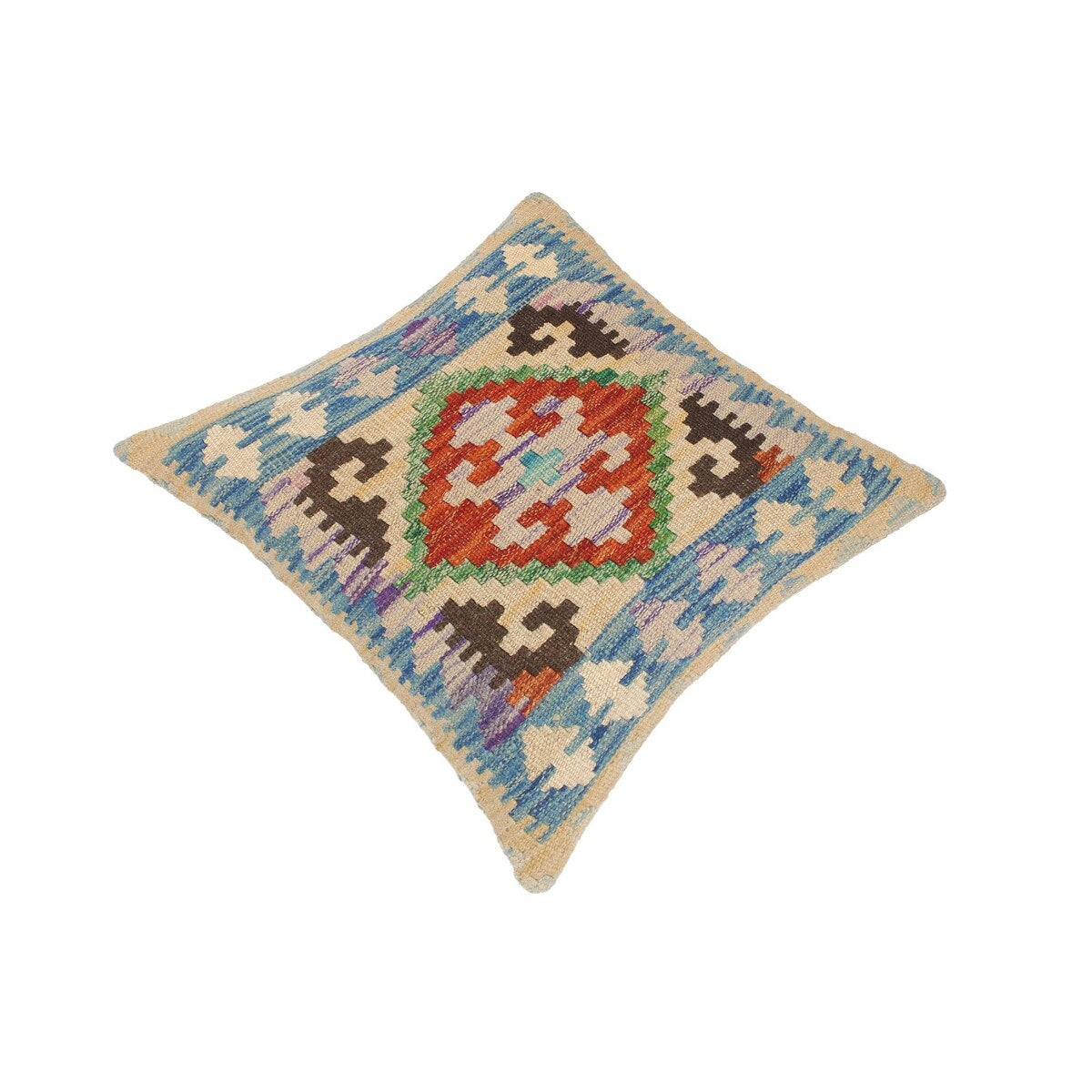 Boho Chic Scarlet Hand-Woven Turkish Kilim Pillow 18 in. x 18 in.