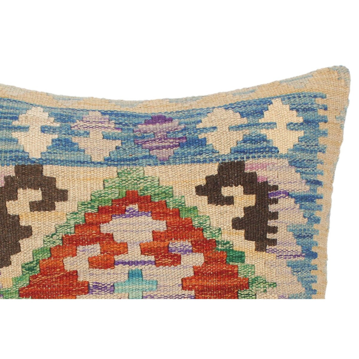 Boho Chic Scarlet Hand-Woven Turkish Kilim Pillow 18 in. x 18 in.
