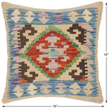 Boho Chic Scarlet Hand-Woven Turkish Kilim Pillow 18 in. x 18 in.