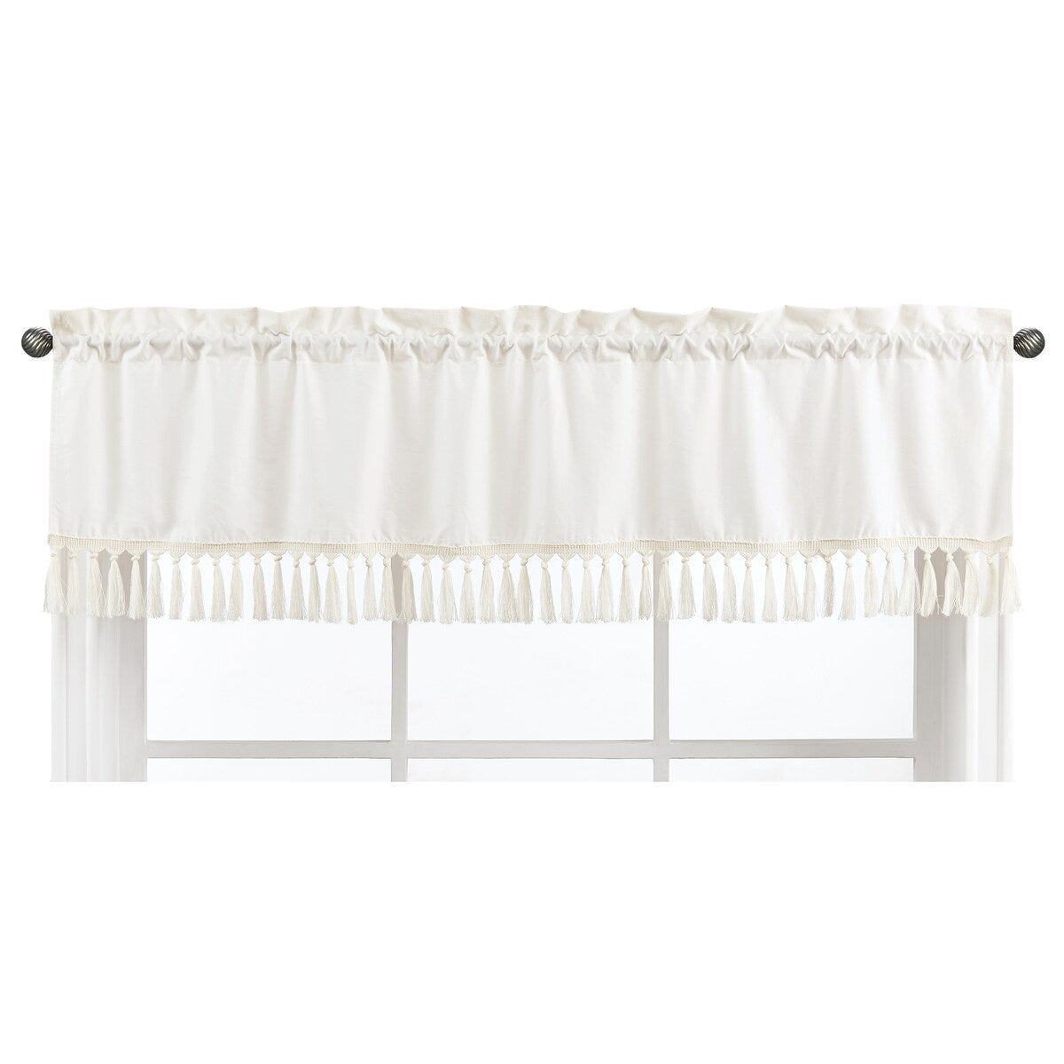 Boho Desert Sun Collection Window Curtain Valance - Ivory Beige Off Wh