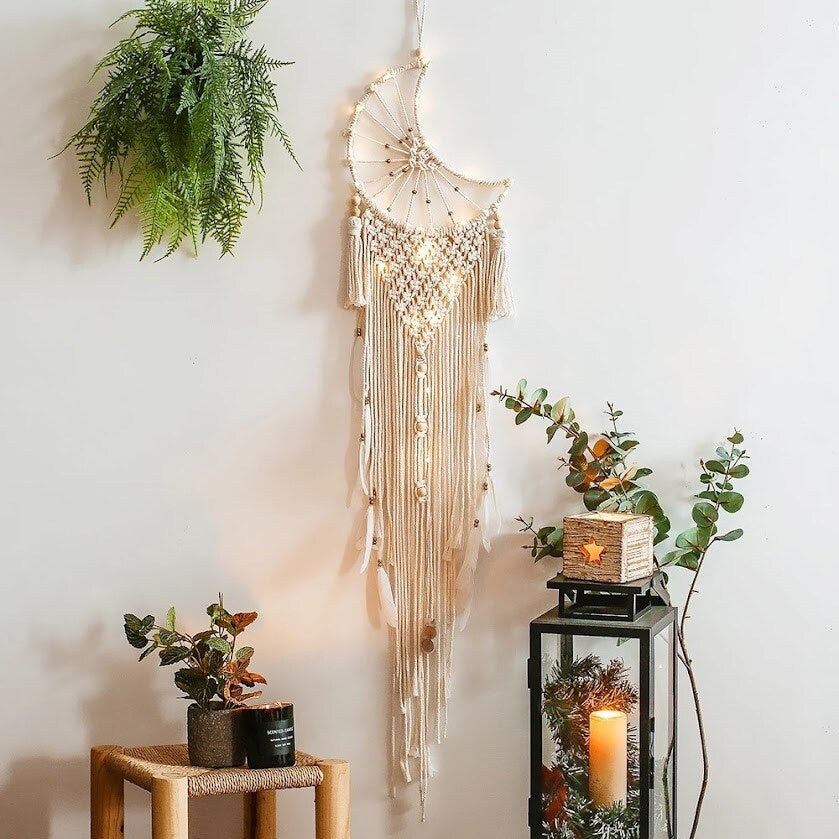 Boho Dream Catcher Wall Hanging Macrame With Lights