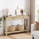Boho Entryway Table with Rattan Drawers, Console Table for Entryway