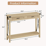 Boho Entryway Table with Rattan Drawers, Console Table for Entryway