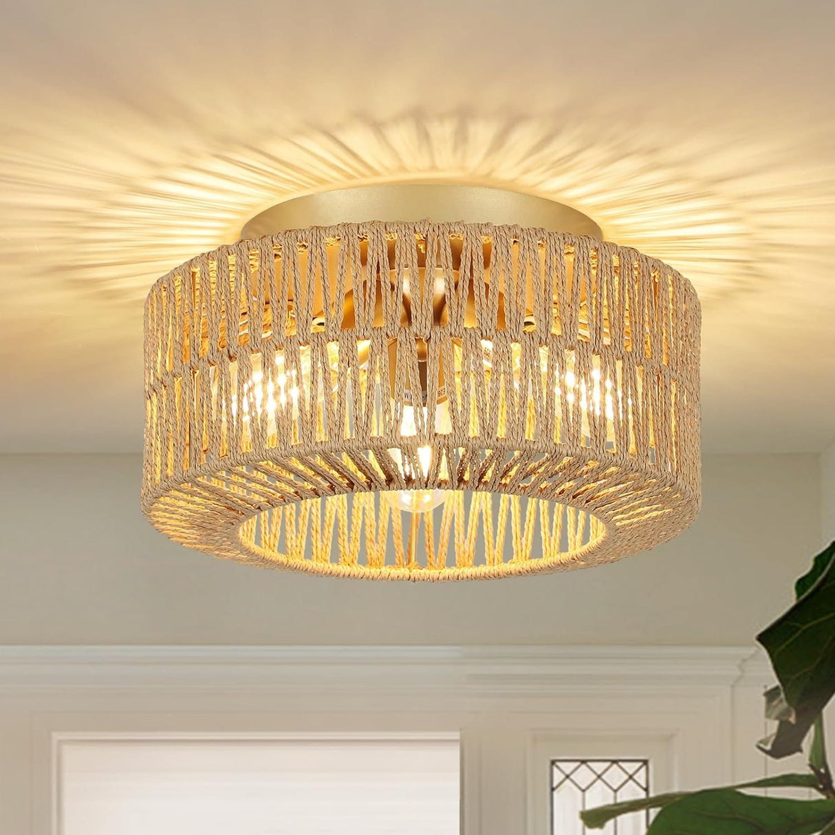 Boho Light Fixtures Ceiling Mount - brown