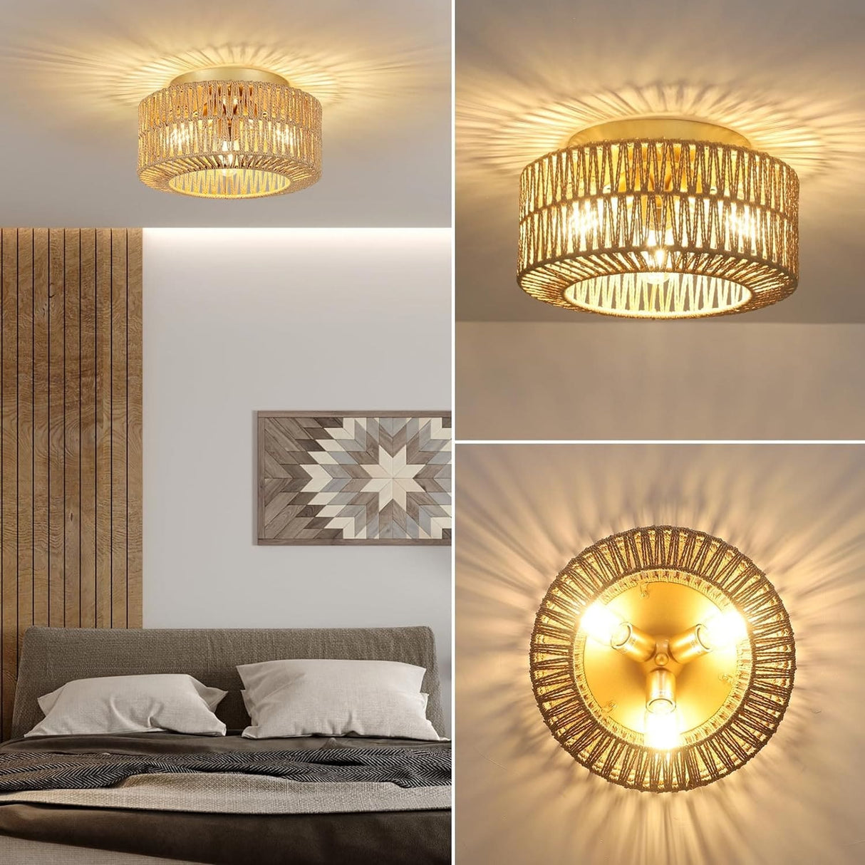 Boho Light Fixtures Ceiling Mount - brown