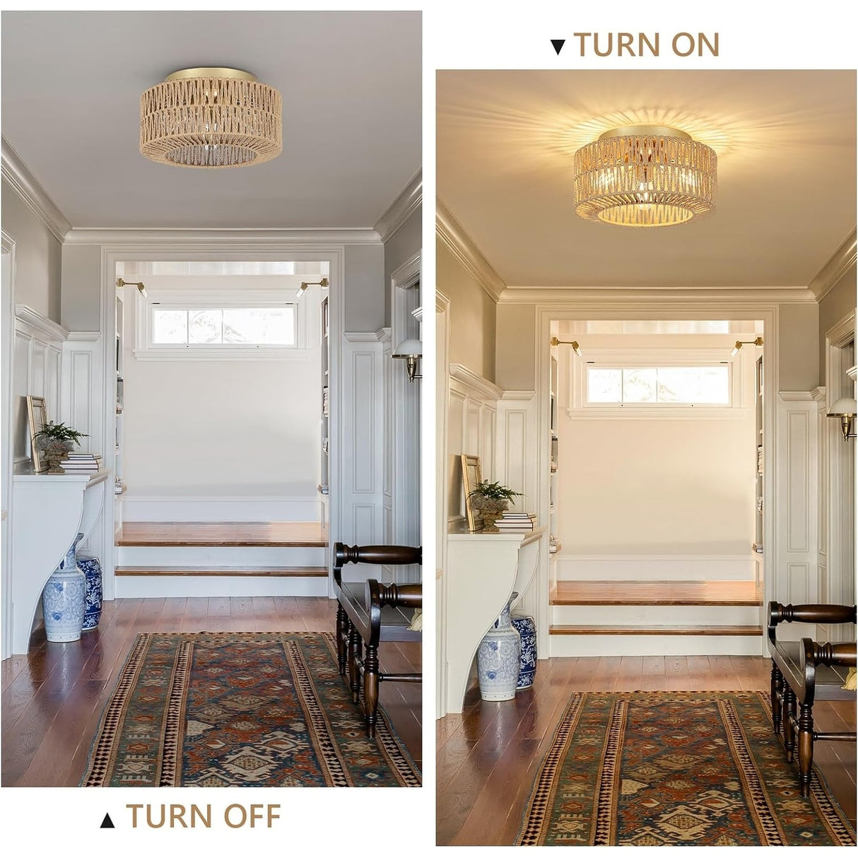 Boho Light Fixtures Ceiling Mount - brown