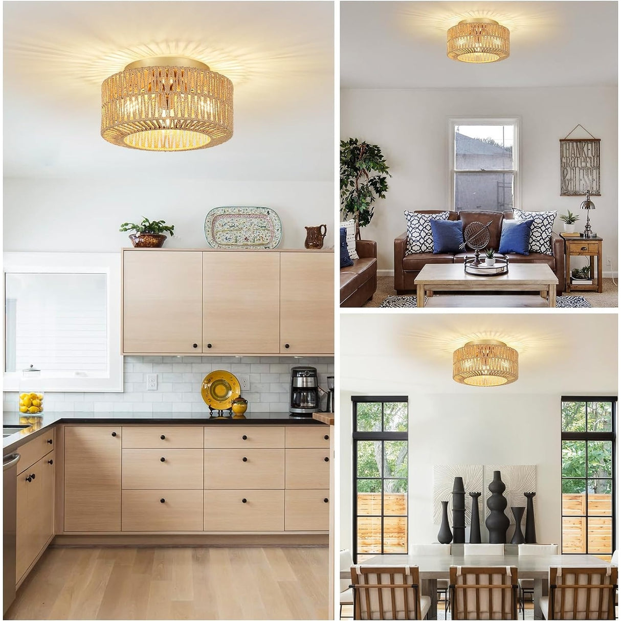 Boho Light Fixtures Ceiling Mount - brown
