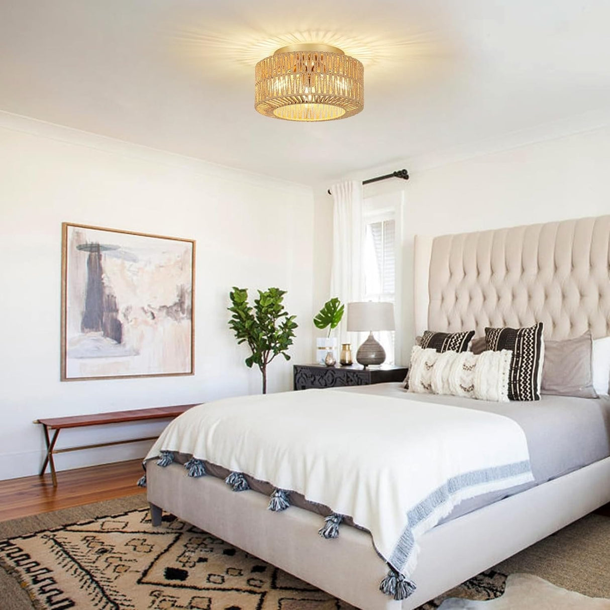 Boho Light Fixtures Ceiling Mount - brown