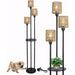 Boho Rattan Floor Lamp with Shelves, Pedal Switch, and Adjustable Height