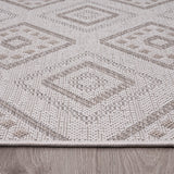 Boho Trellis Outdoor Rug for Patio Modern durable in Beige Cream