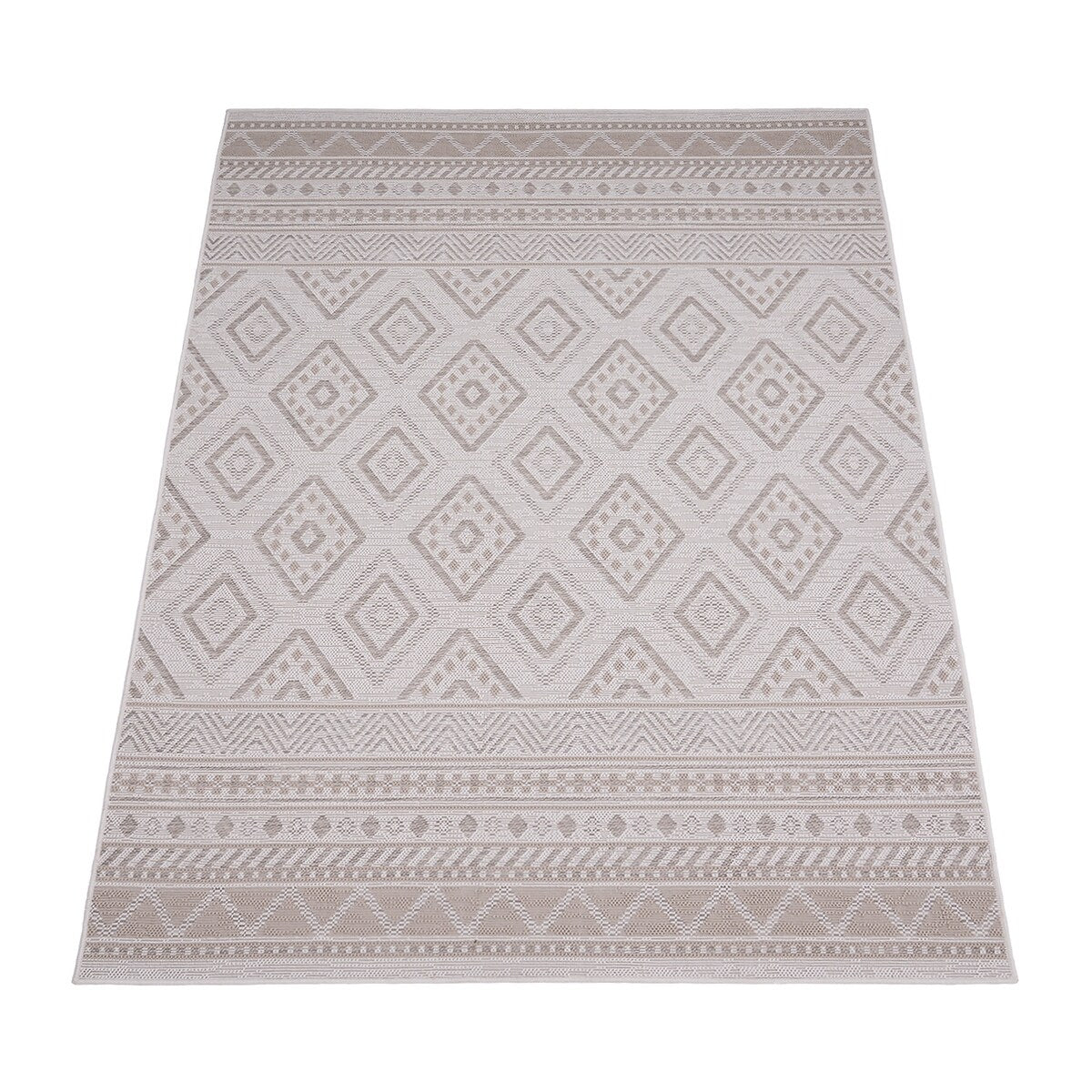 Boho Trellis Outdoor Rug for Patio Modern durable in Beige Cream