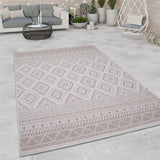Boho Trellis Outdoor Rug for Patio Modern durable in Beige Cream