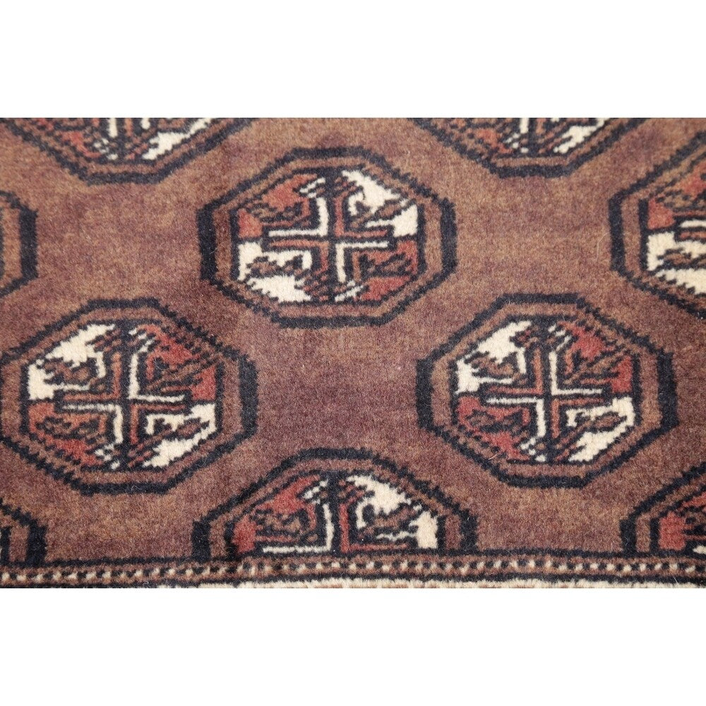 Bokhara Geometric Hand-Knotted Wool Pakistan Oriental Rug - 5'10" x 3'4" Runner