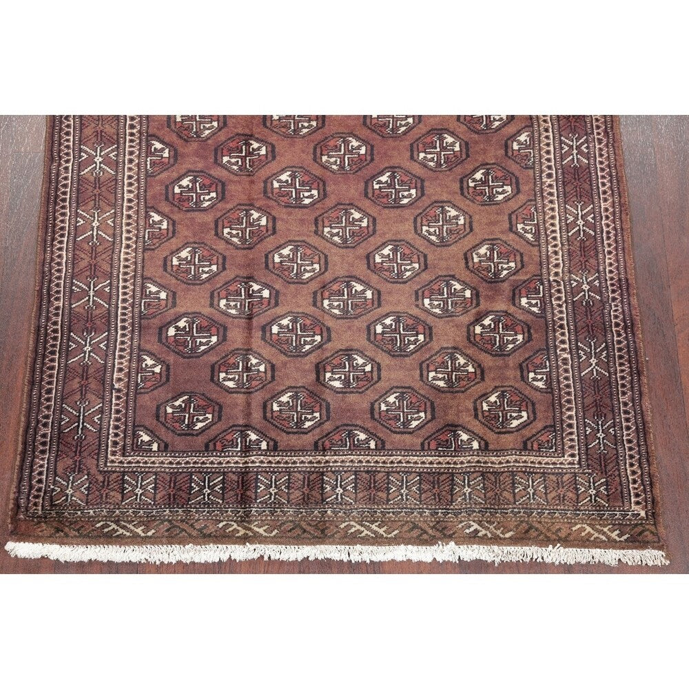 Bokhara Geometric Hand-Knotted Wool Pakistan Oriental Rug - 5'10" x 3'4" Runner