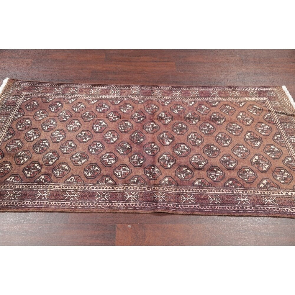 Bokhara Geometric Hand-Knotted Wool Pakistan Oriental Rug - 5'10" x 3'4" Runner