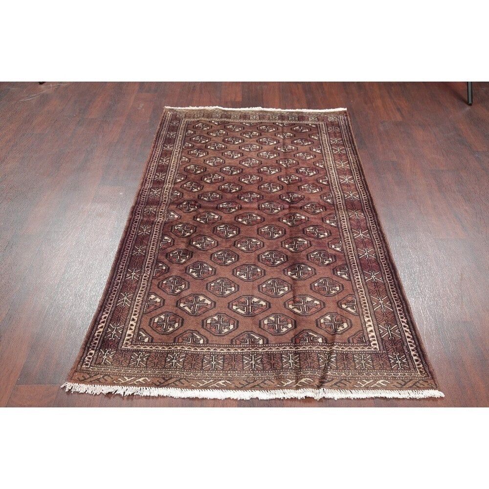 Bokhara Geometric Hand-Knotted Wool Pakistan Oriental Rug - 5'10" x 3'4" Runner