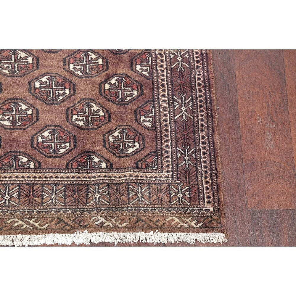 Bokhara Geometric Hand-Knotted Wool Pakistan Oriental Rug - 5'10" x 3'4" Runner